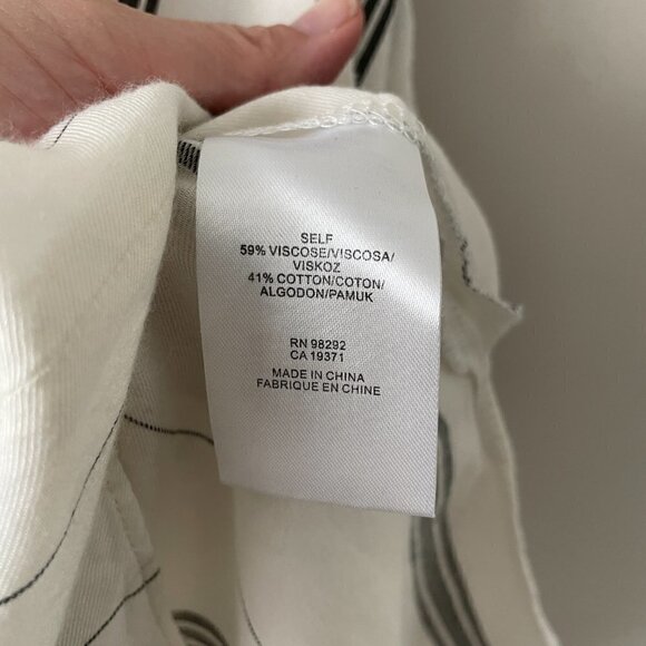 Tibi Striped Mock Neck Blouse Long Sleeve Casual White Black Small - Picture 10 of 11